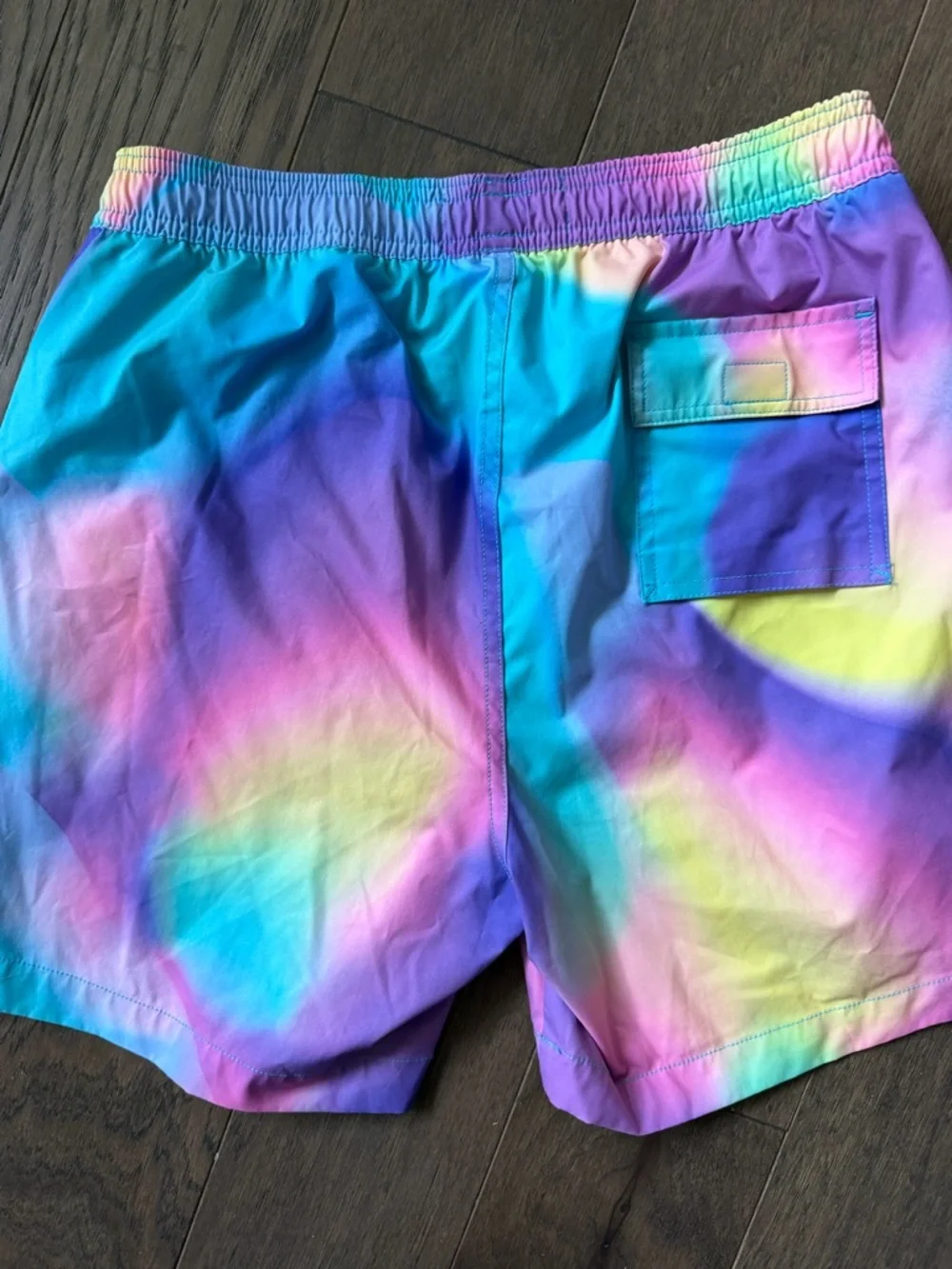 Psycho Bunny Kids Tie-Dye Swim Trunks in Blue, Purple, Pink, Yellow, Teal
